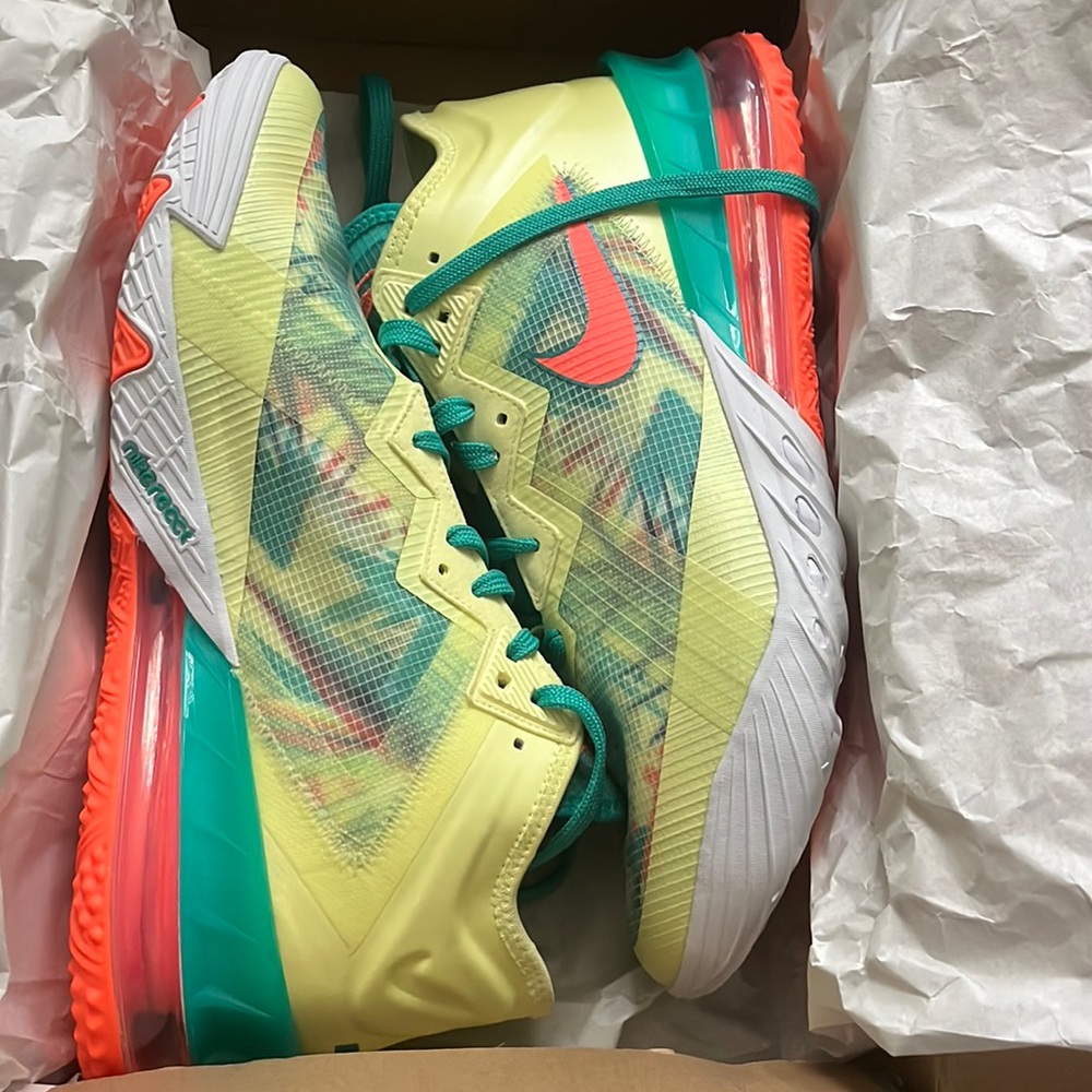 New Lebron 18 low ,new with box and only worn once in the house to check sizing
